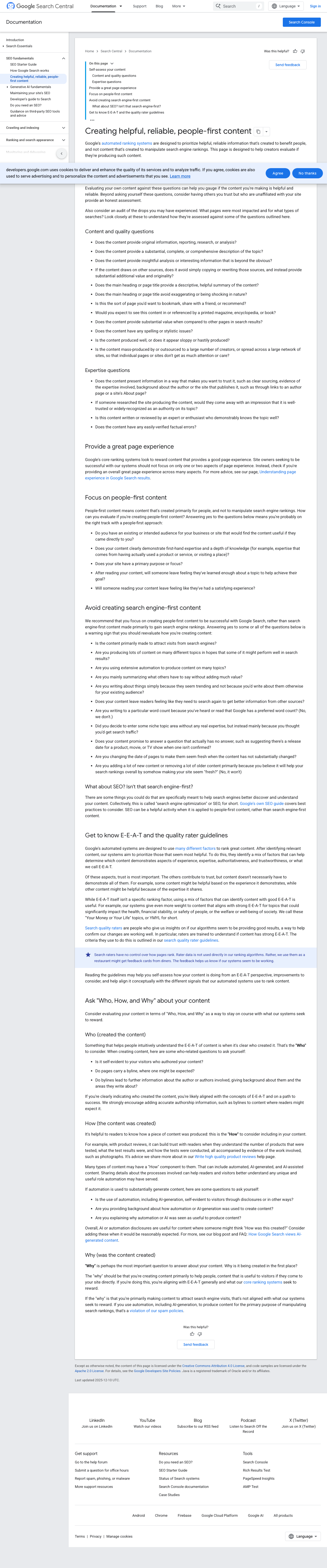 Original excerpt from Google's Helpful Content documentation, highlighting the section on confirming sources and evidence.